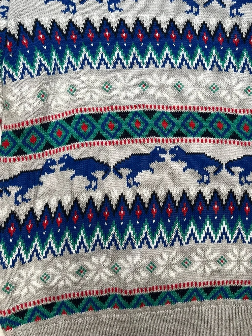 OshKosh B’gosh Boys Fair Isle Dinosaur Crew Neck Vintage Style Sweater Size 8